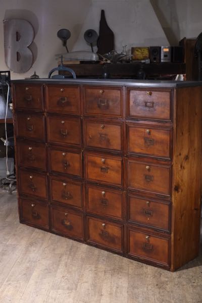 meuble de metier ancien de notaire en chene fonce